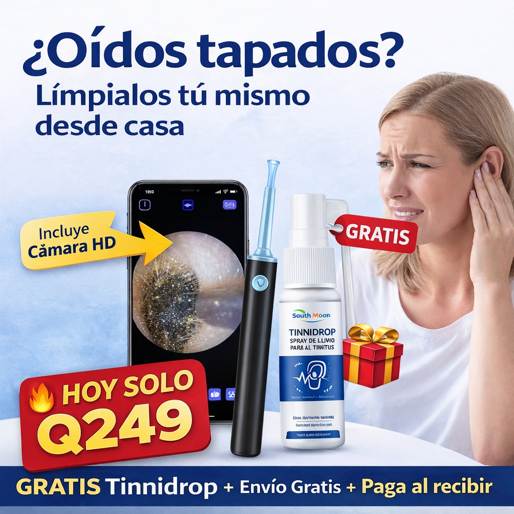🚨HOY 40% OFF👂Limpiador de Oídos con Cámara HD + 🎁 Tinnidrop GRATIS