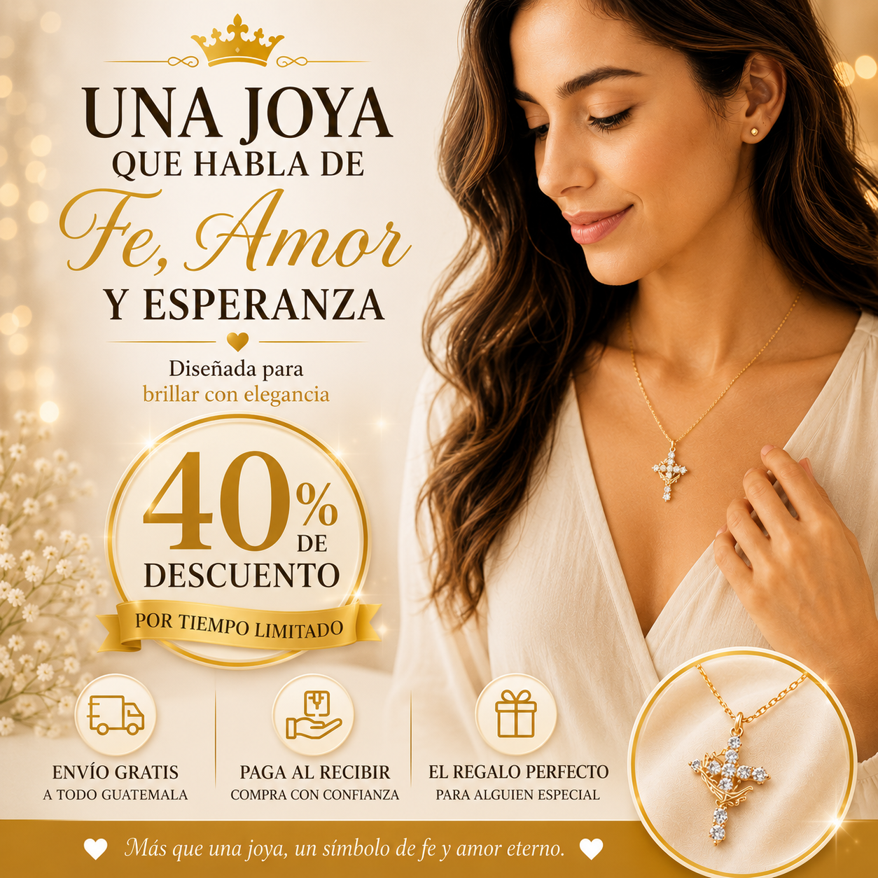 Collar Cruz & Corona – Fe, Protección y Elegancia