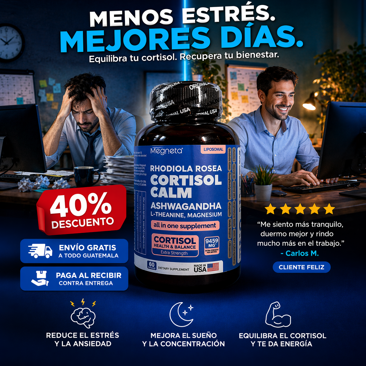 🔥 40% OFF – CORTISOL CALM PRO 🌿 | Reduce el estrés y duerme mejor desde hoy