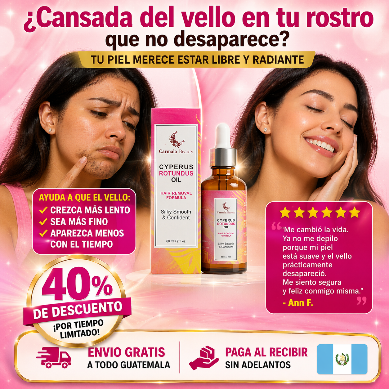 ✨ CYPERUS ROTUNDUS OIL 40% OFF | Menos vello, más confianza 💖60ML