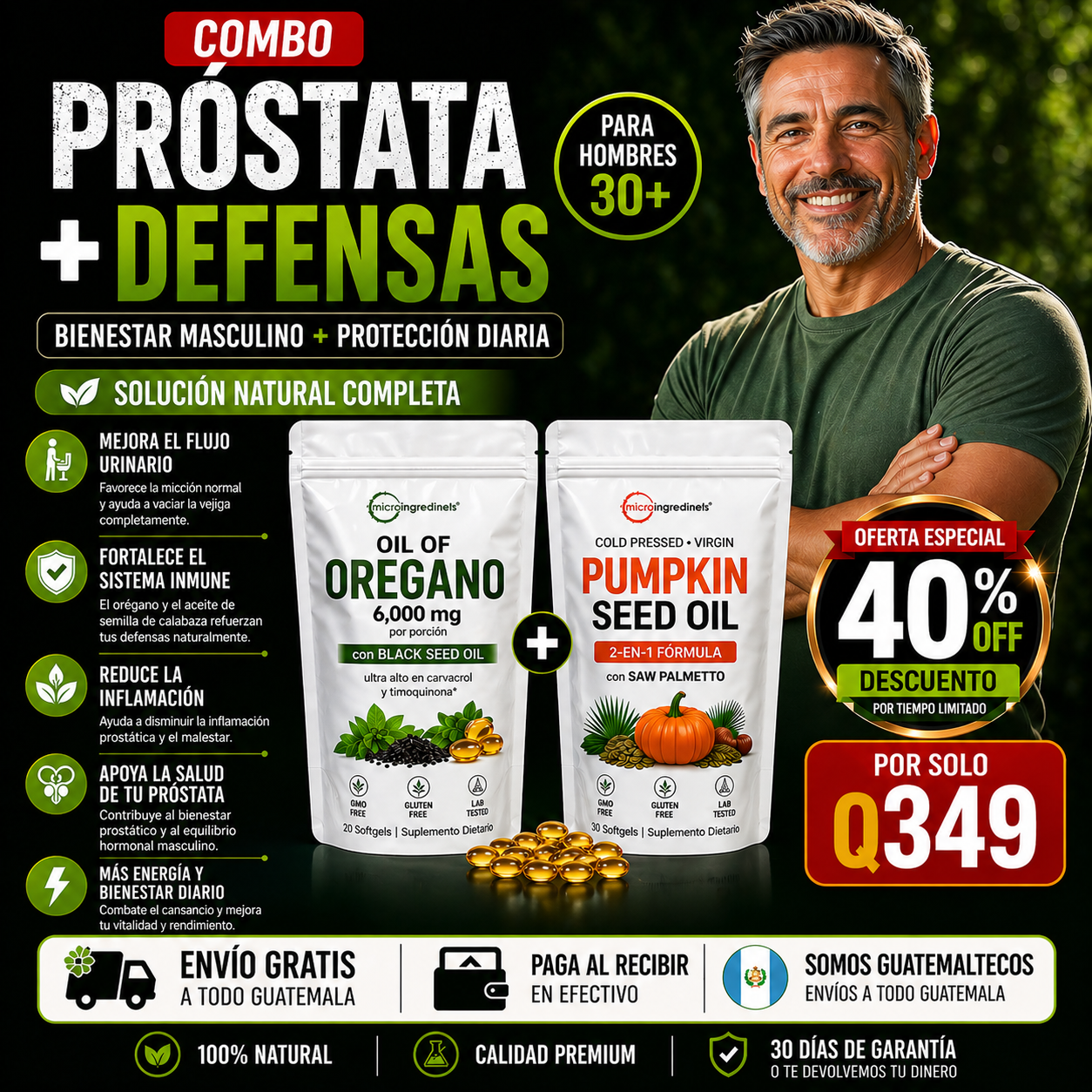 🛡️ COMBO PRÓSTATA + DEFENSAS 40% OFF | Apoya tu próstata + refuerza tu sistema inmune 💚