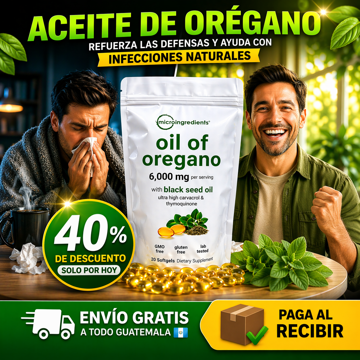 🚨 40% OFF OIL OF OREGANO  ¡Refuerza tus defensas HOY! 🤧 30 Capsulas