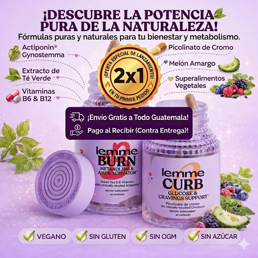 2x1 Elimina antojos y activa tu metabolismo con LEMME BURN + LEMME CURB🔥 (60 capsulas en cada envase)
